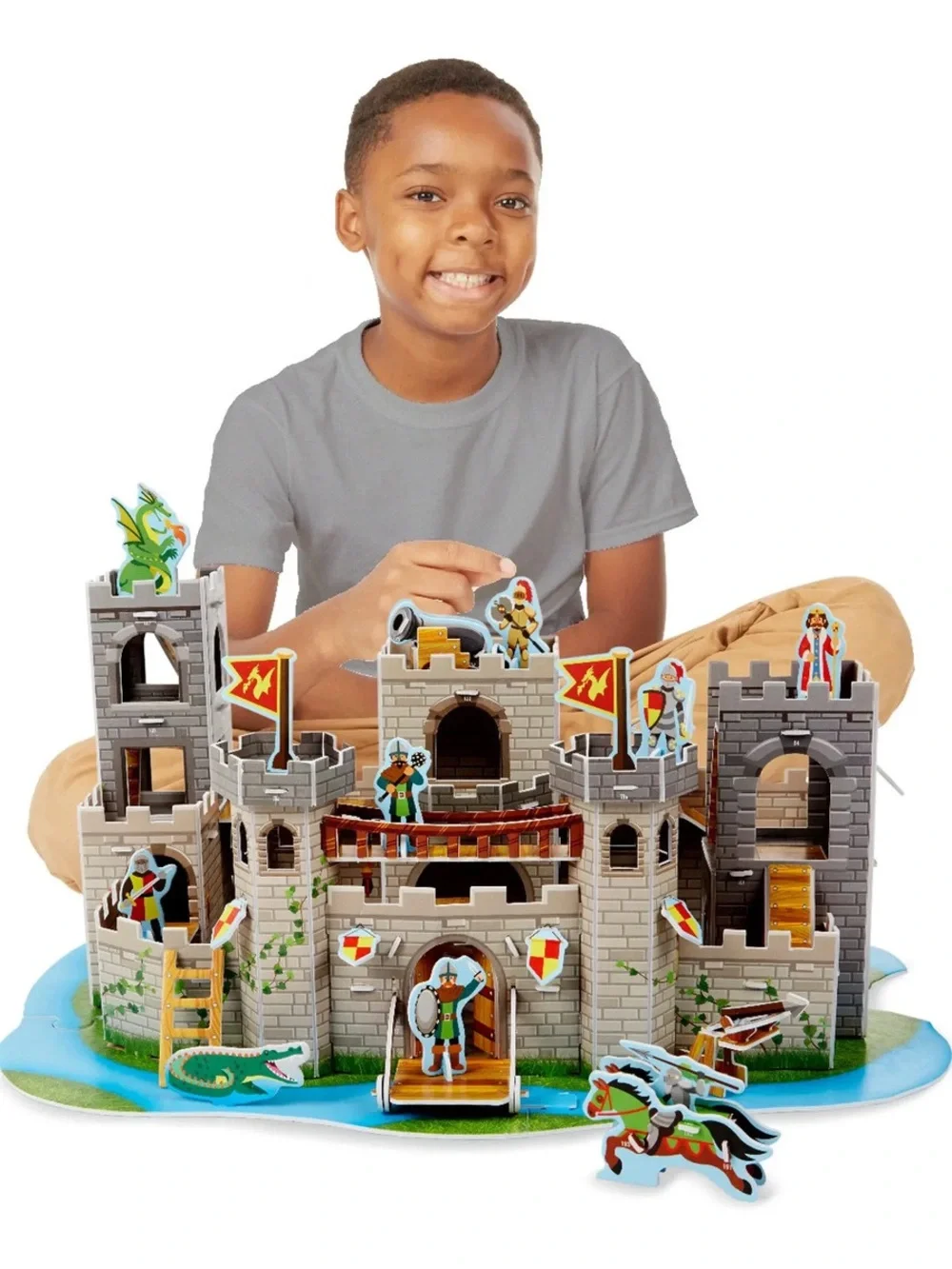Melissa & Doug Medieval Castle 3-D Puzzle Playset - Gray and Red NIB SEALED
